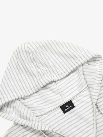 Graphic Print and V-Neck Striped Long Sleeve Hooded T-Shirt 