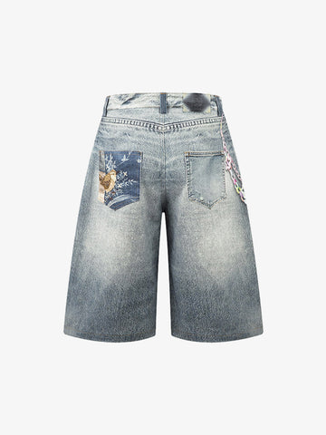 Jeansshorts mit charmantem Grafikdetail