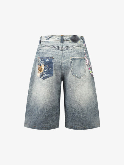 Jeansshorts mit charmantem Grafikdetail