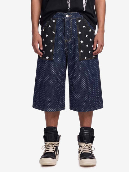 Star Embroidered Polka Dot Jeans