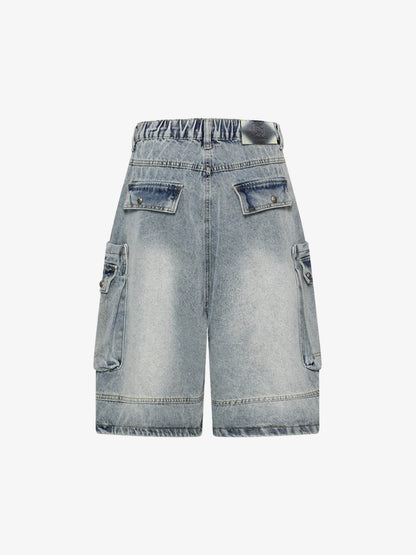 Cargo-Jeansshorts mit mehreren Taschen