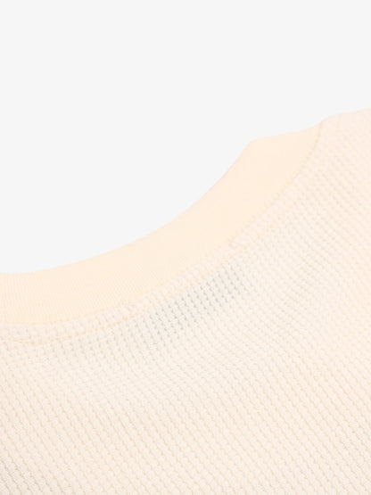 White Oversized Waffle Knit Tee – Love Graphic Relaxed Fit Streetwear