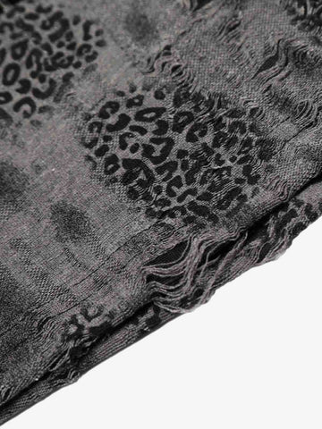 Glossy Cross Leopard Slim Fit Distressed T-Shirt 