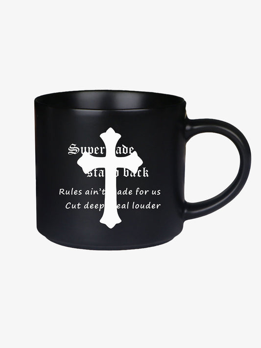 Supermade Black Gothic Cross Pattern Mug 