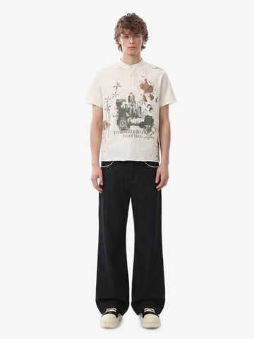 Vintage Contrast Trim Dark Wash Jeans 