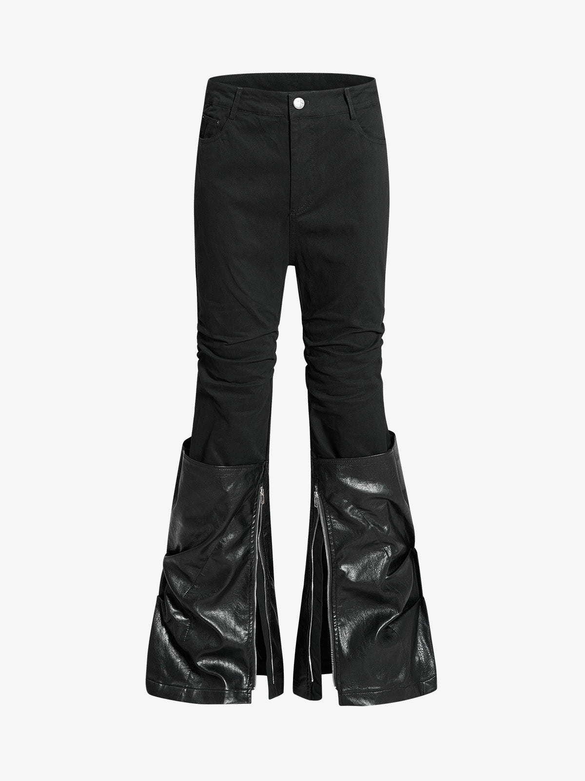 Black High-Waisted Slim Fit Chino Pants – Star Button Detail Cotton Twill