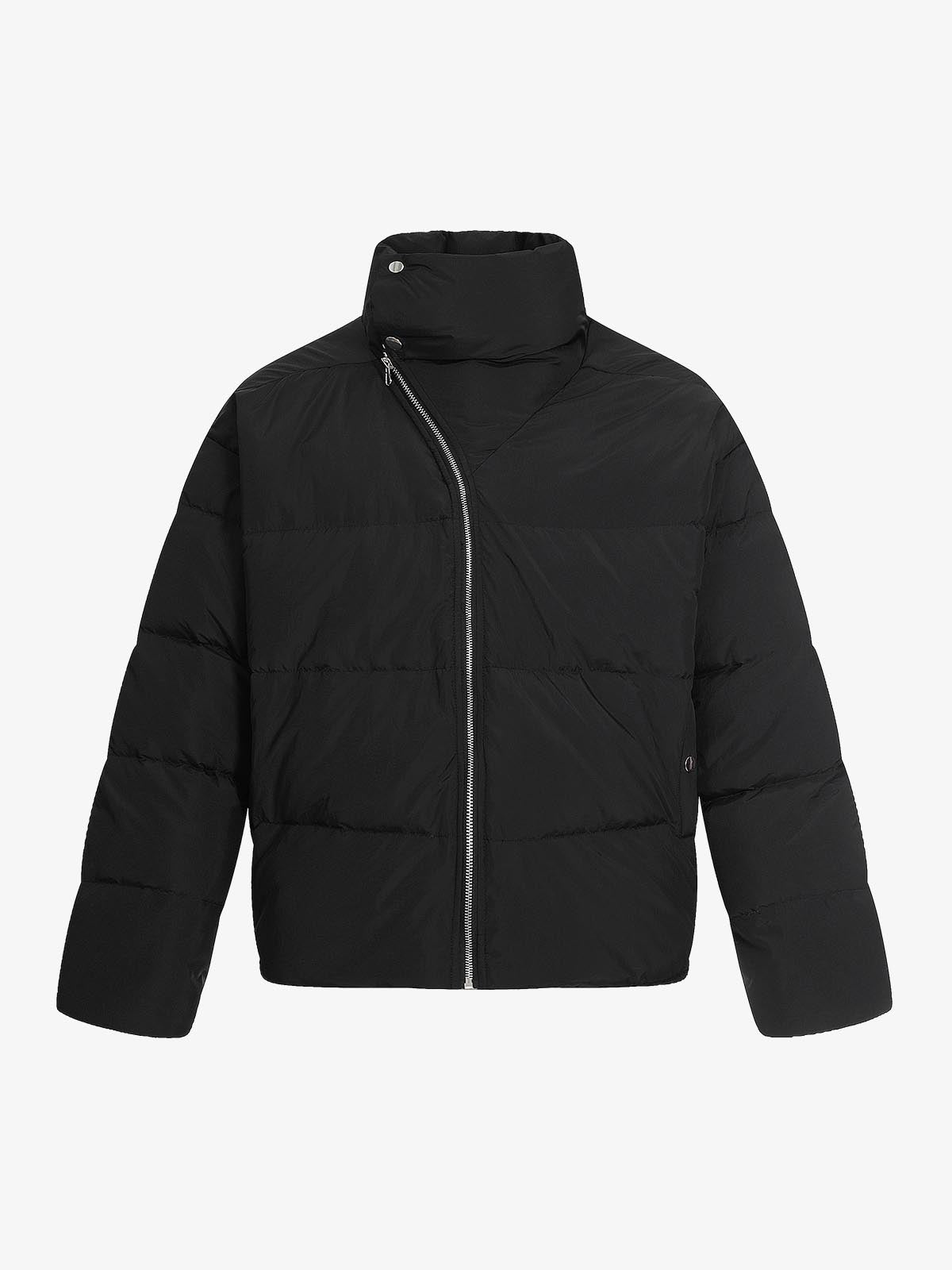 Vintage Asymmetric Zip High-Neck Puffer Jacket 