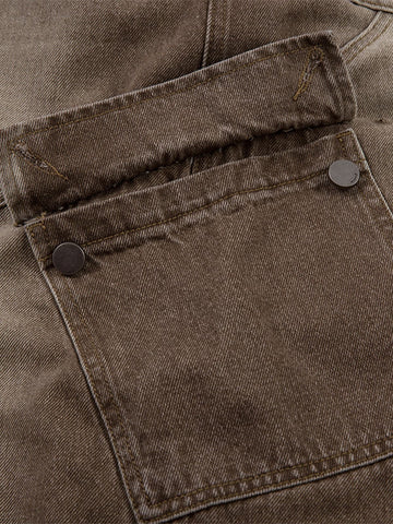 High-Waisted Wide-Leg Cargo Pants with Unique Pocket Design 