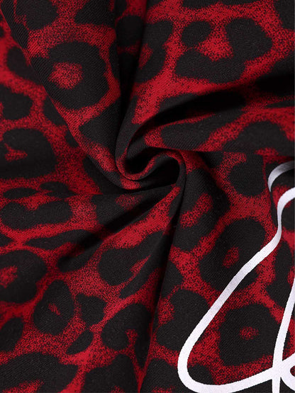 Contrast Leopard Patchwork Casual Pants