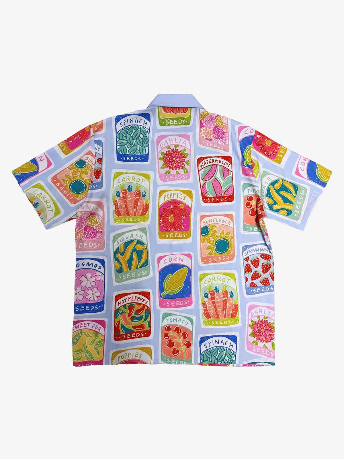 Vintage Seed Packet Camp Collar Boxy Shirt 