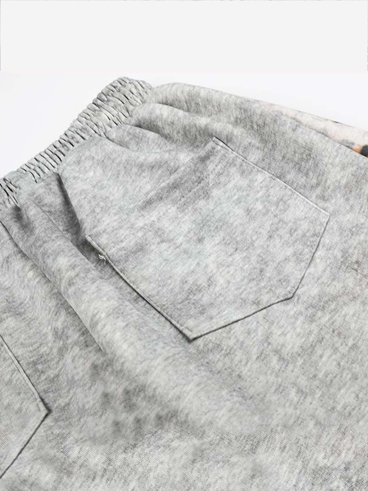 Rhinestone Logo Leopard Patchwork Sweatpants 
