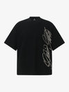 Waffelstrick-T-Shirt mit seitlichem Schriftzug