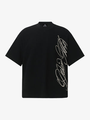 Waffelstrick-T-Shirt mit seitlichem Schriftzug
