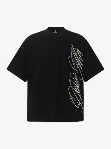 Waffelstrick-T-Shirt mit seitlichem Schriftzug