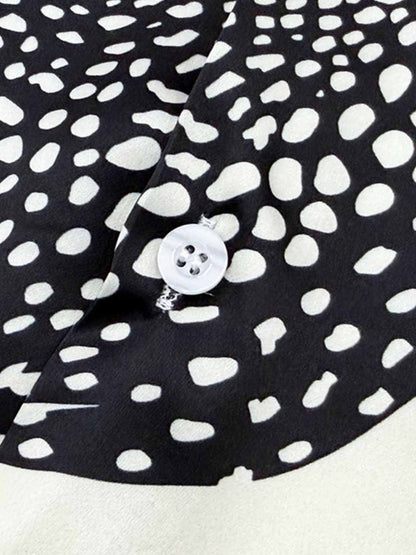 Double Cheetah Graphic Satin Camp Collar Boxy Shirt 