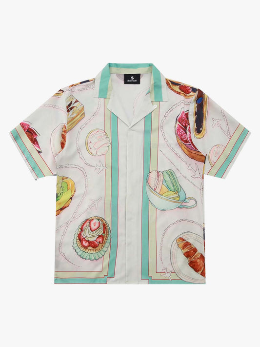 Vintage Macaron Color-Block Cuban Shirt