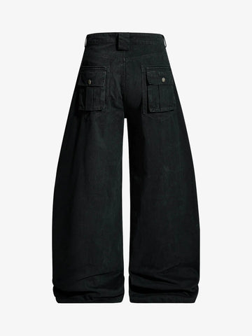 Draped Fabric Accessories Deconstructed Wide Leg Cargo Pants 