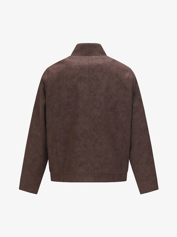 Suede Studded Zip Up Jacket 