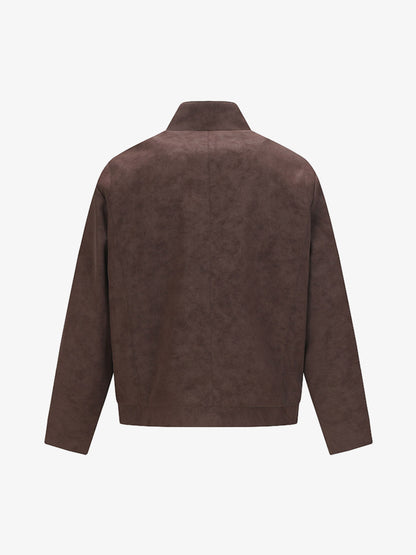 Suede Studded Zip Up Jacket 