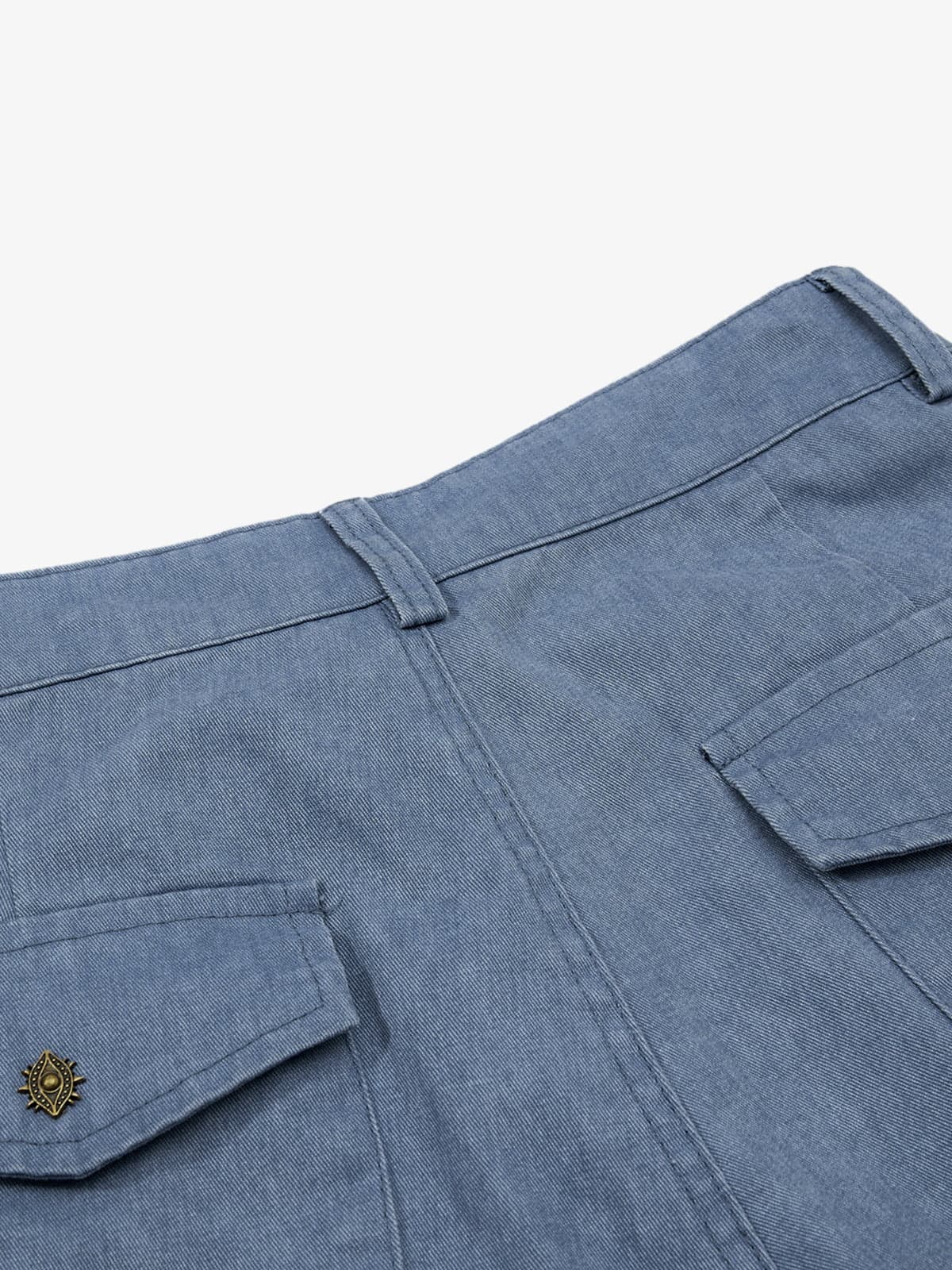Pleated Panel Curved Leg Cargo Cotton Pants - 2631 