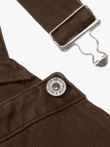 Pleated Knee Cargo Denim Overalls 