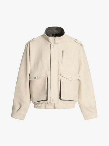 Military-Inspired Utility Shoulder Straps Zip Jacket 