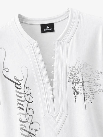 Irregular V-Neck Graphic T-Shirt