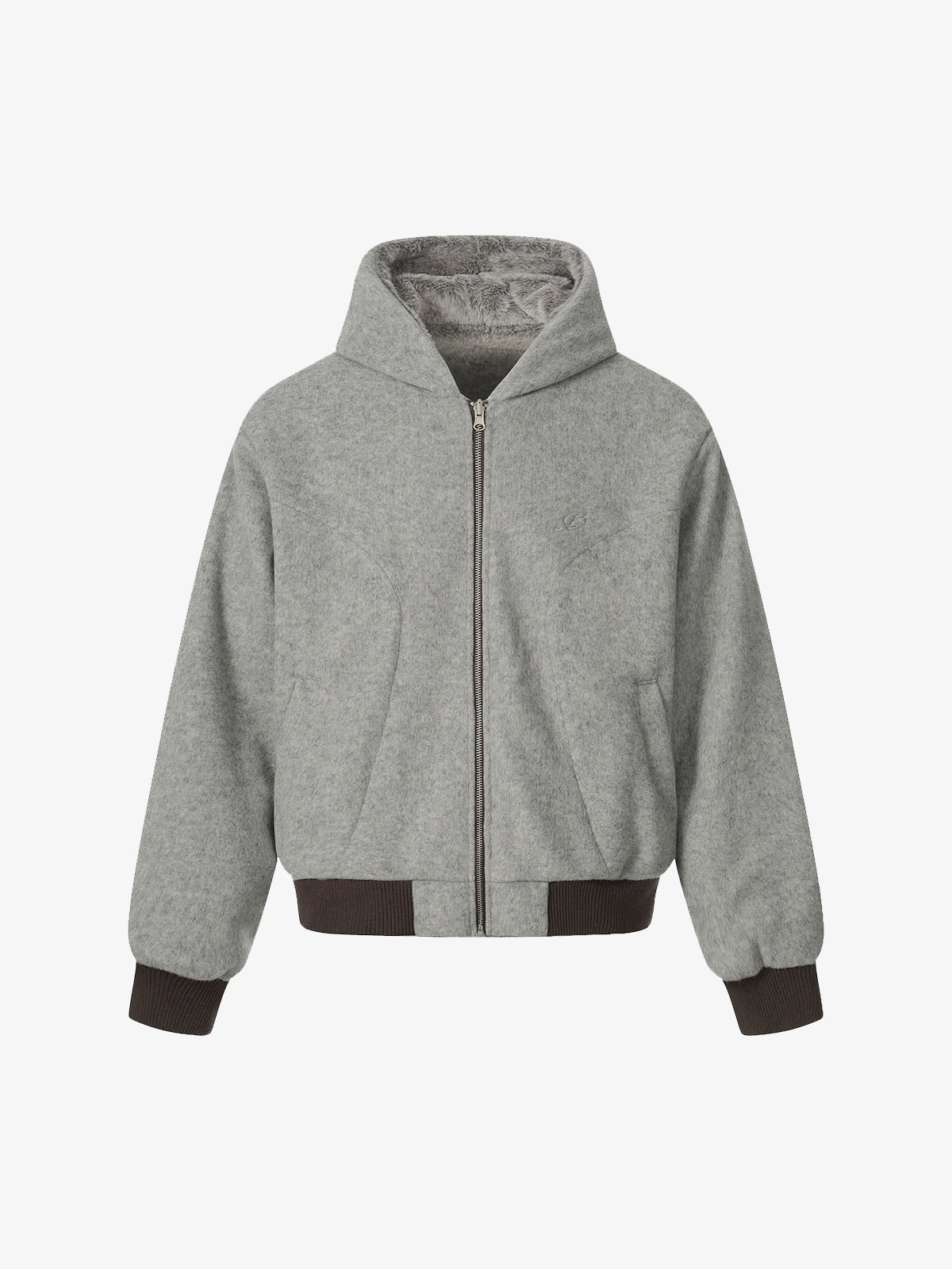 Retro Reversible Fleece Lined Zip-up Hooded Jacket 