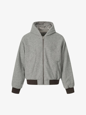 Retro Reversible Fleece Lined Zip-up Hooded Jacket 