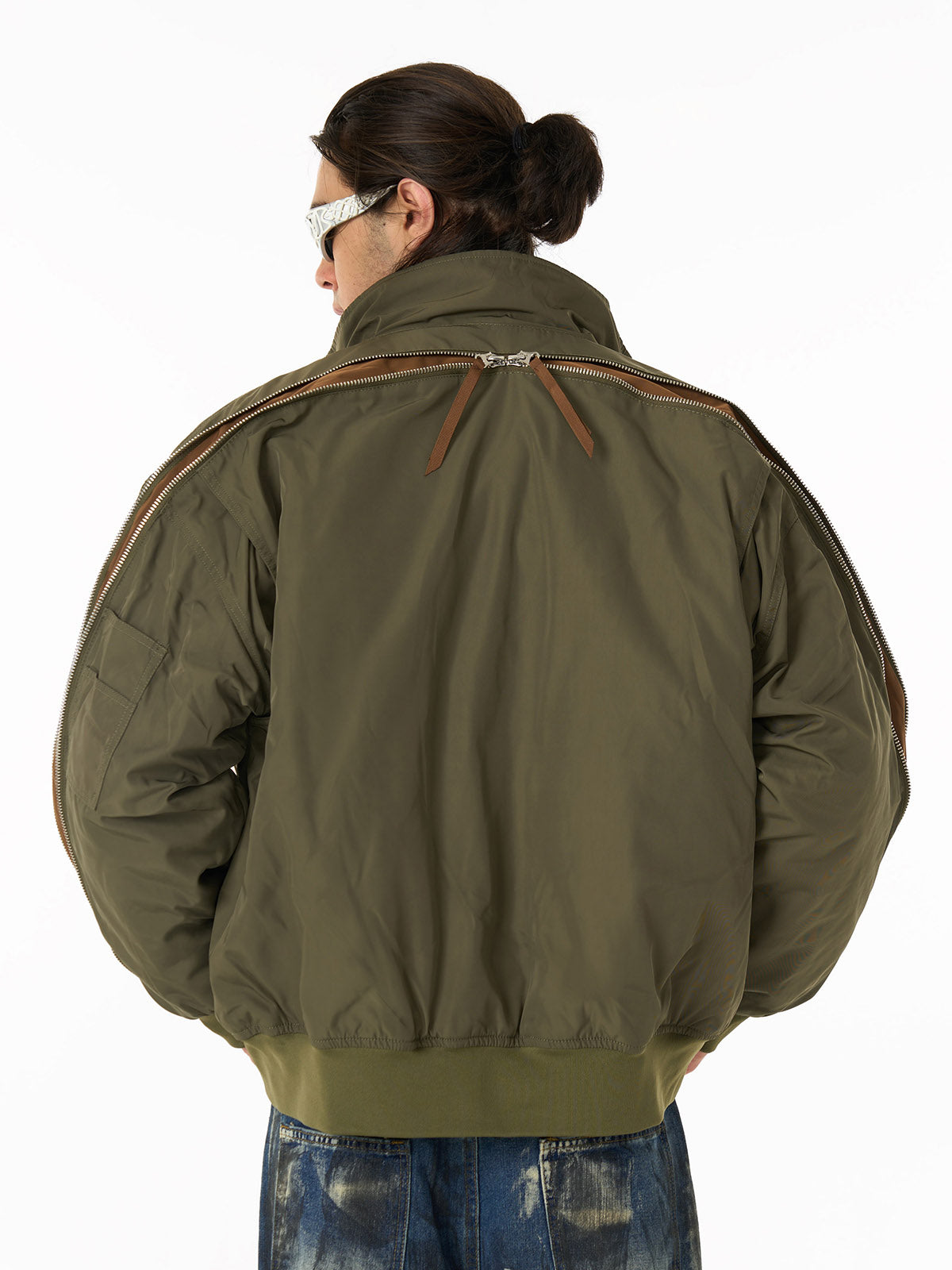 Retro Street Hip-Hop Zipper Design Bomber Jacket 
