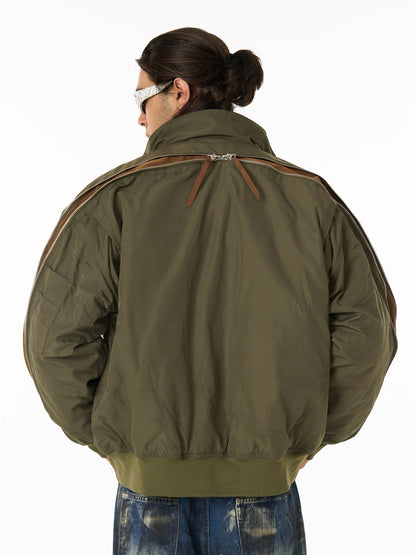 Retro Street Hip-Hop Zipper Design Bomber Jacket 