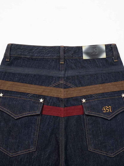 Vintage Shorts mit weitem Bein und Sternenbesatz