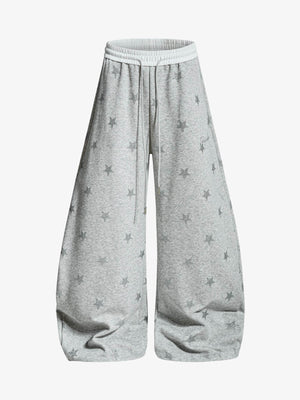 Color-Block Waistband Star Print Pants 