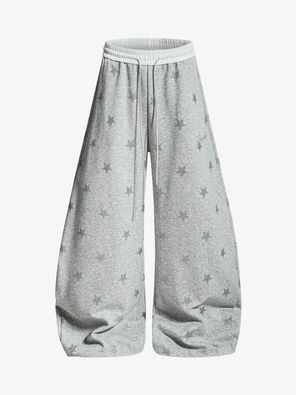 Color-Block Waistband Star Print Pants 