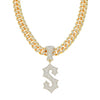Cuban Chain Letter S Pendant Necklace 