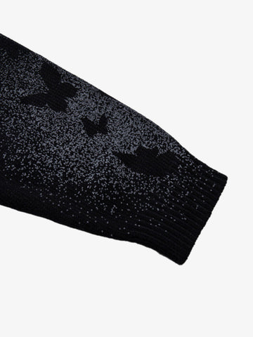 Street Dark Phantom Butterfly Stand-Collar Knit Cardigan Sweater 