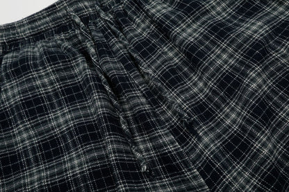 Cotton Plaid Wide Leg Culottes with Frayed Hem and Cargo Pockets 
