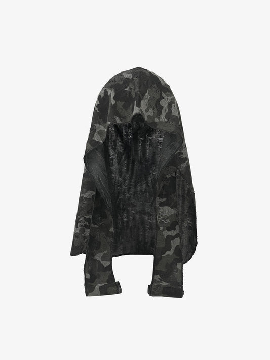 Dark Punk Camouflage Hooded Cape 
