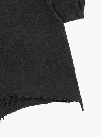 Distressed Oversized T-Shirt with Raw Hem