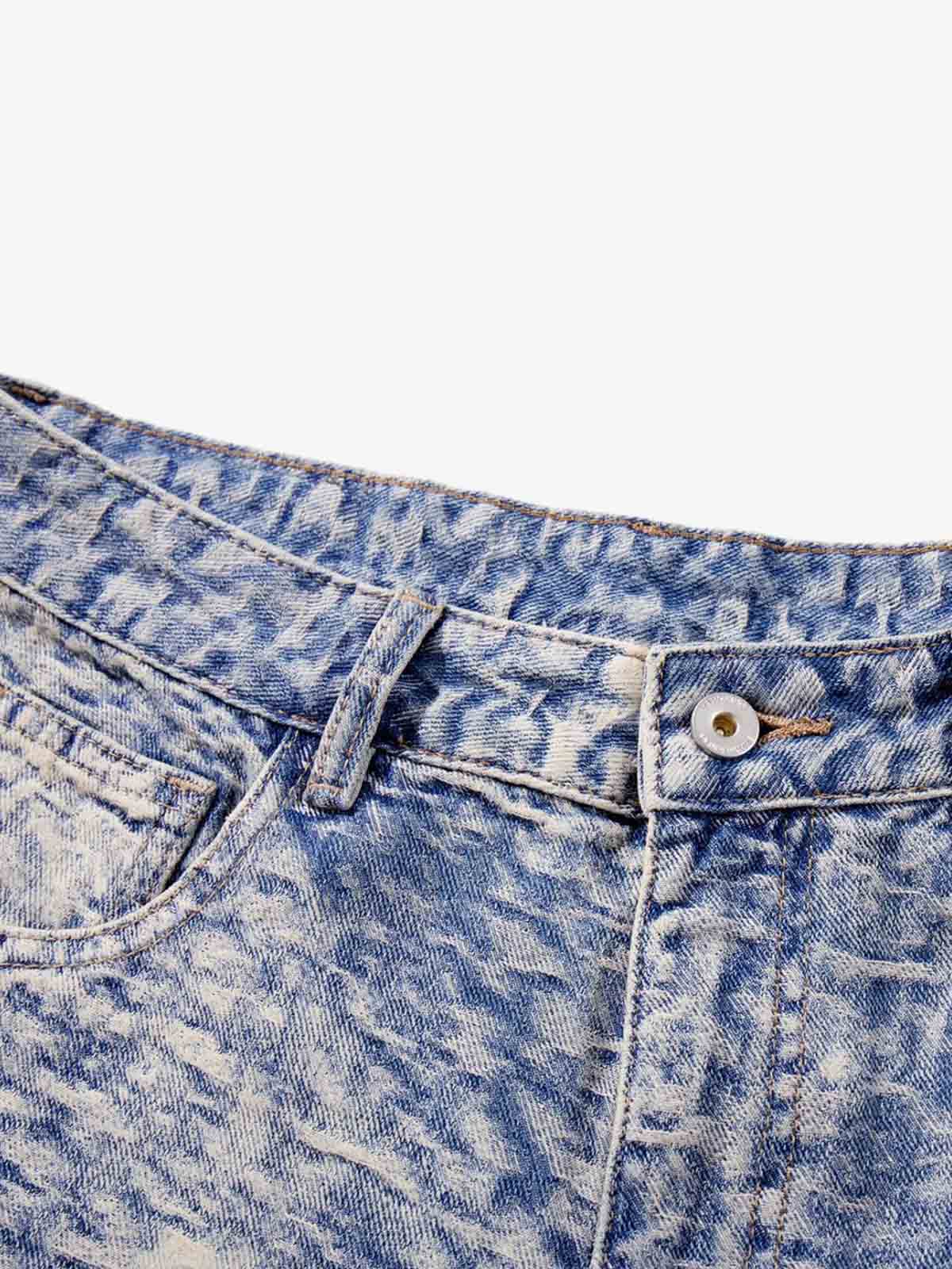 Cloud Texture Jacquard Effect Wide-Leg Jeans 