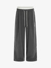 Pinstripe Elastic Waist Wide Leg Pants 