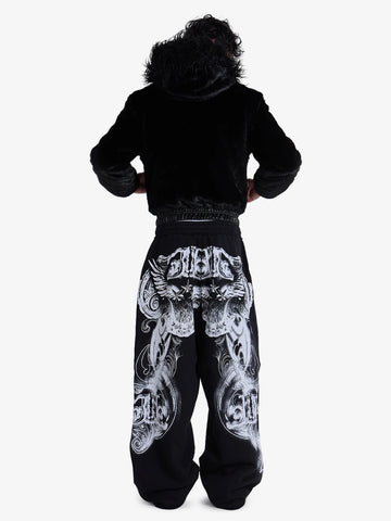Baggy-Jogginghose mit dunklem Gothic-Muster