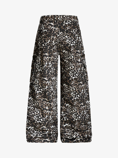 Leopard Print Cargo Wide Leg Pants 