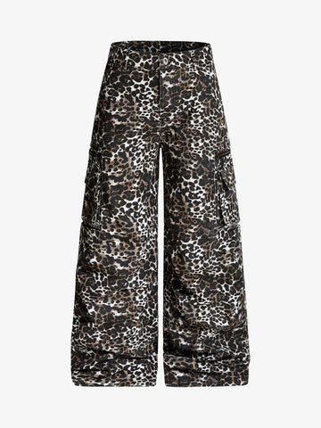 Leopard Print Cargo Wide Leg Pants 