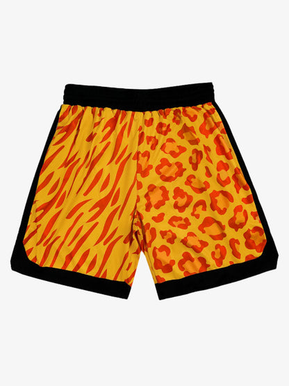 Moisture-Wicking Split Leopard Mixed Sport Shorts 