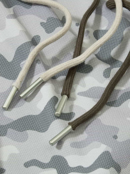 Double Waistband Elastic Waist Camo Side Panel Wide Leg Pants 
