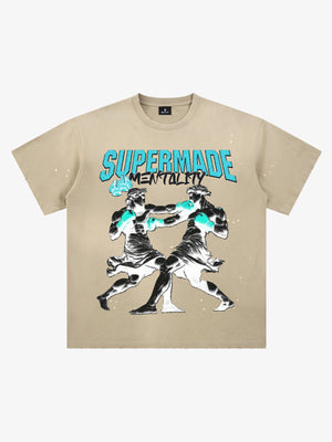 Boxing Sculpture Graphic Tee – Black Cotton Oversized Streetwear T-Shirt