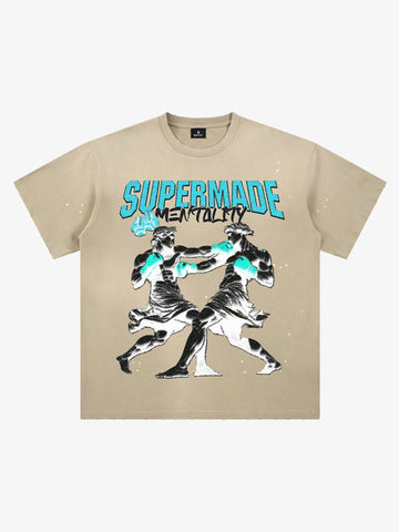 Boxing Sculpture Graphic Tee – Black Cotton Oversized Streetwear T-Shirt