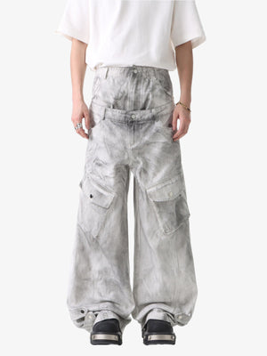 Vintage Cargo-Jeans mit doppeltem Bund