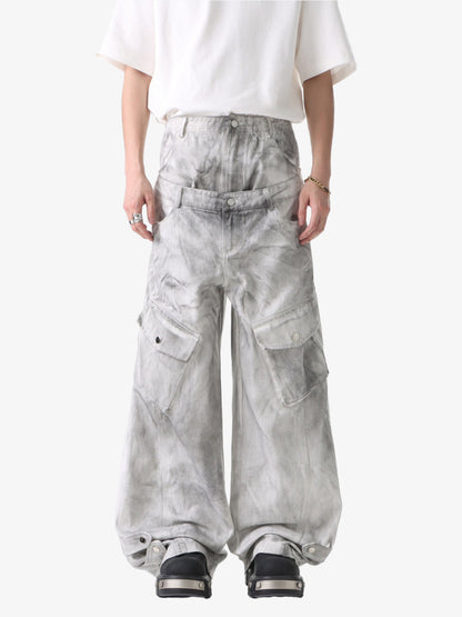 Vintage Cargo-Jeans mit doppeltem Bund